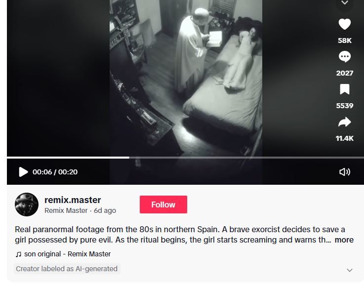 لقطة من الفيديو المنشور في حساب Remix Master في تيك توك