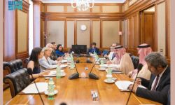 التقى معالي المهندس وليد بن عبدالكريم الخريجي، نائب وزير الخارجية السعودي، اليوم، بالسيناتور ستيفانيا كراكسي