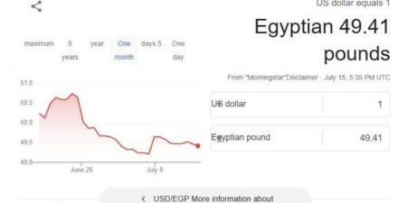 سعر الدولار مقابل الجنيه اليوم الثلاثاء 15 يوليو 2025 في البنوك.. آخر تحديث - ايجي سبورت