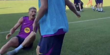 فيديو.. لامين يعذب جافي وليفاندوفسكي في التدريبات - ايجي سبورت
