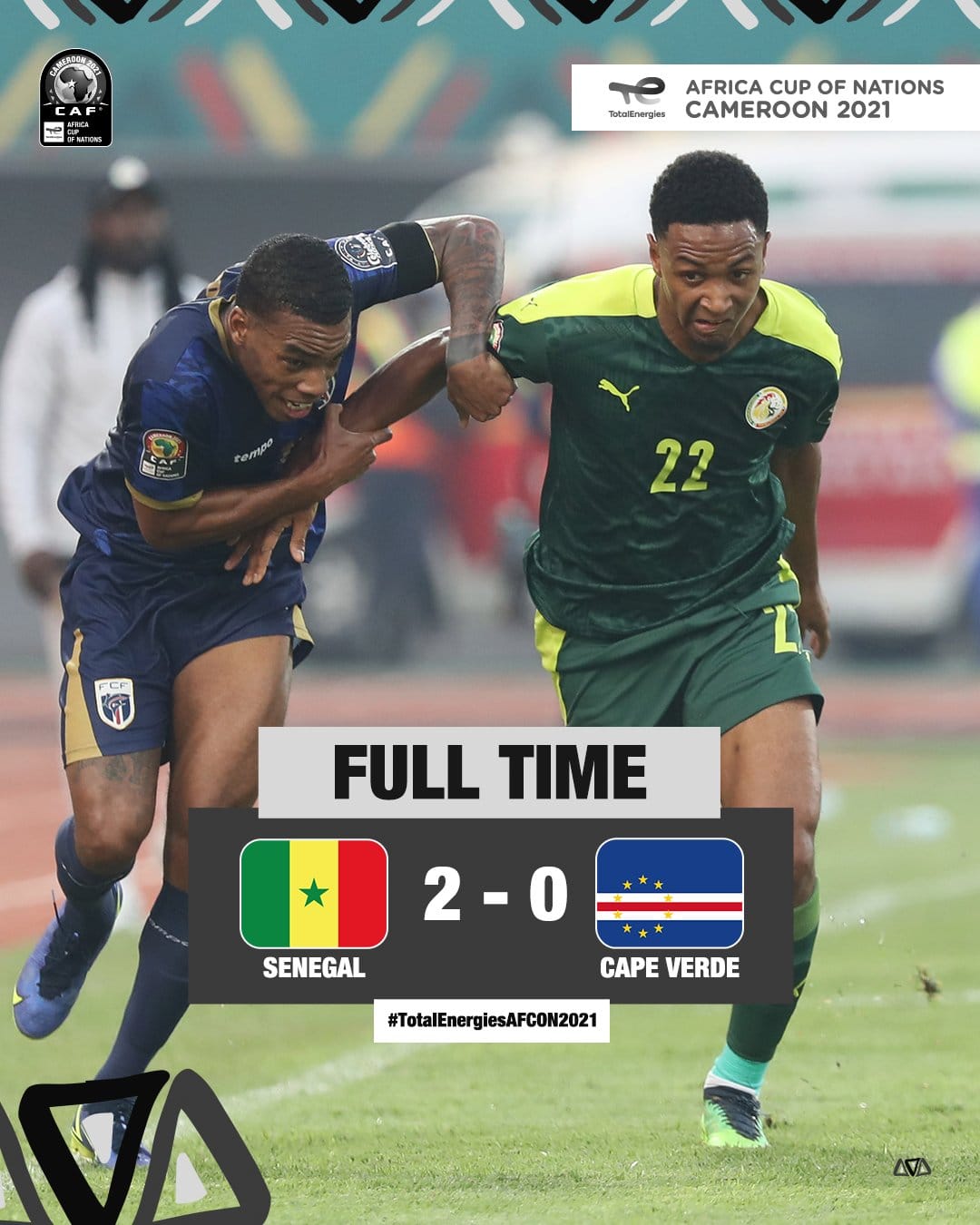 نتيجة وأهداف مباراة السنغال وكاب فيردي في أمم أفريقيا